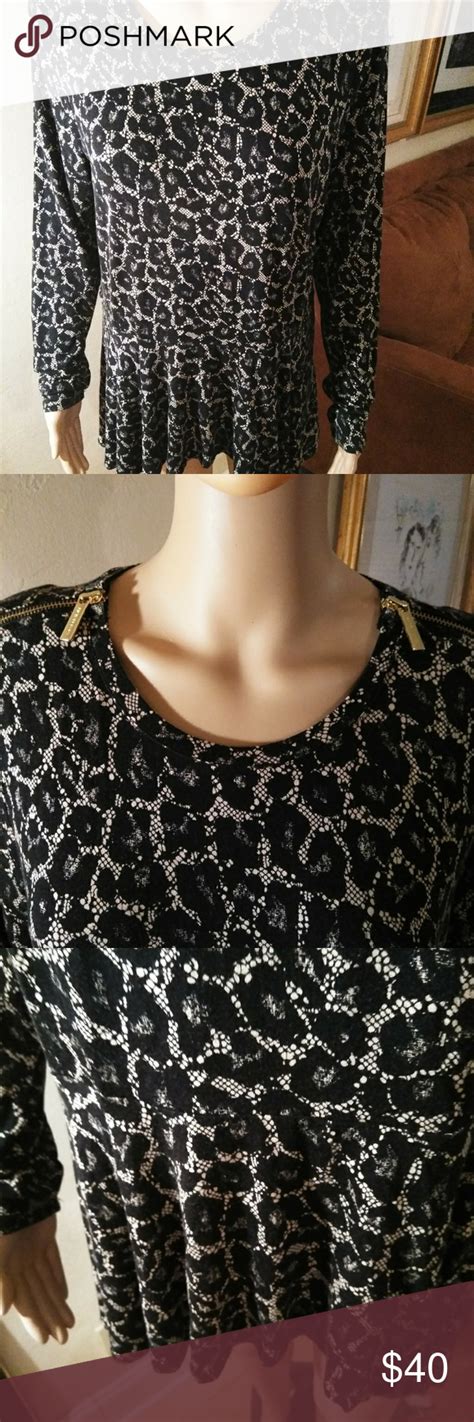 Michael Kors Tunic Top Women's S/M Leopard Animal Print 